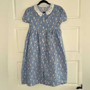 Handmade Vintage Girls 6-8 Prairie Alice in Wonderland Cottagecore Cotton Lace